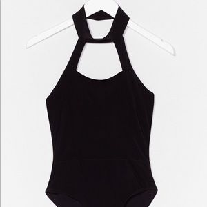 Nasty Gal Black Halter Bodysuit Size 6